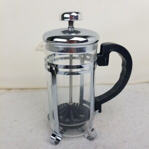 French Press Coffee Maker, Silver Chrome Accent sm 2 cup personal 14 oz